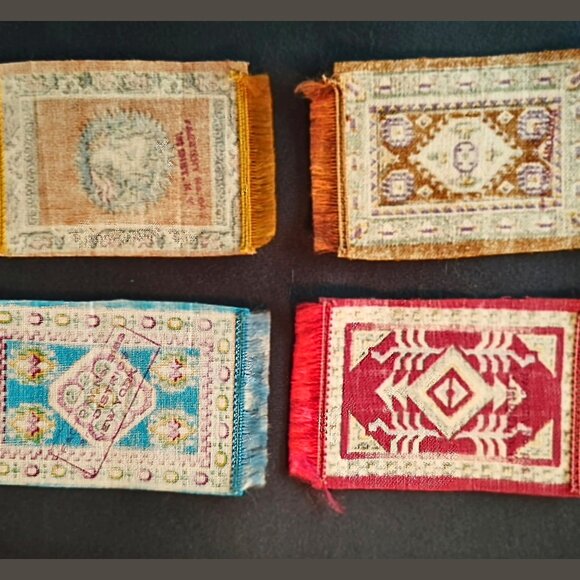 Set of 4 Vintage Woven Cigar Box Rugs – Factory No. 64 NY – Miniature Dollhouse - Picture 2 of 10